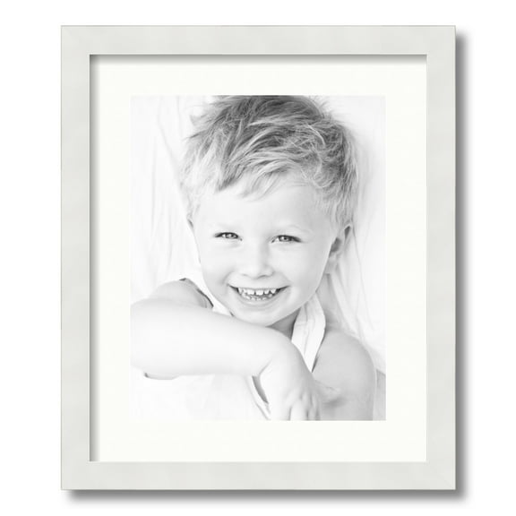 ArtToFrames 15x18 Matted Picture Frame with 11x14 Single Mat Photo Opening Framed in 1.25 Satin White Frame and 2 Fabric White Mat (FWM-3966-15x18)