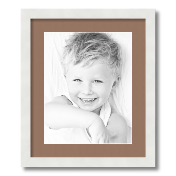 ArtToFrames 15x18 Matted Picture Frame with 11x14 Single Mat Photo Opening Framed in 1.25 Satin White Frame and 2 Sandpiper Mat (FWM-3966-15x18)