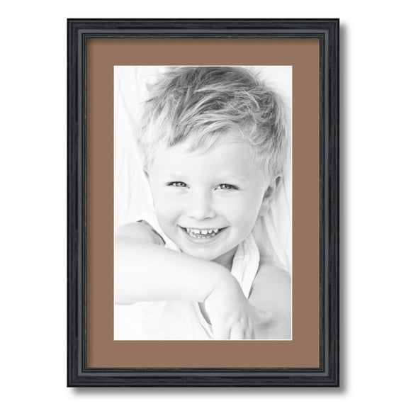 ArtToFrames 15x21 Matted Picture Frame with 11x17 Single Mat Photo Opening Framed in 1.25 Black Stain on Solid Red Oak and 2 Sandpiper Mat (FWM-4083-15x21)