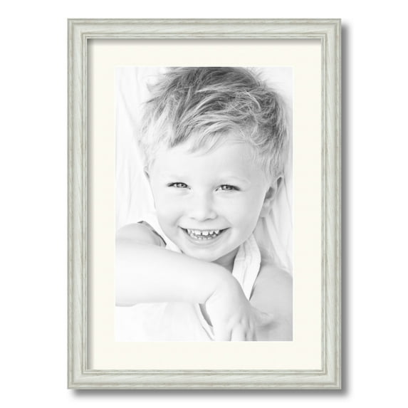 ArtToFrames 15x21" Matted Picture Frame with 11x17" Single Mat Photo Opening Framed in 1.25" Off White Wash on Ash and 2" Chantilly Mat (FWM-4098-15x21)