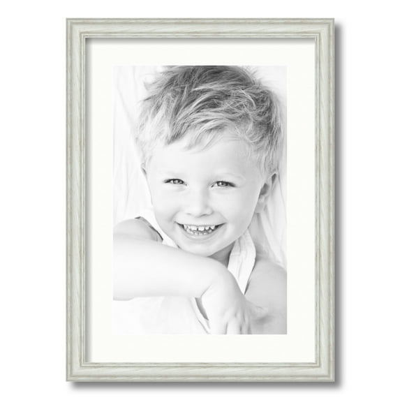 ArtToFrames 15x21 Matted Picture Frame with 11x17 Single Mat Photo Opening Framed in 1.25 Off White Wash on Ash and 2 Fabric White Mat (FWM-4098-15x21)