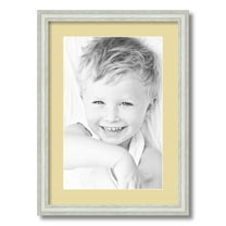 ArtToFrames 15x21 Matted Picture Frame with 11x17 Single Mat Photo Opening Framed in 1.25 Off White Wash on Ash and 2 Buttercup Mat (FWM-4098-15x21)