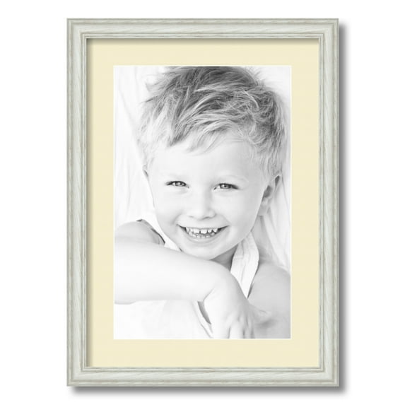 ArtToFrames 15x21 Matted Picture Frame with 11x17 Single Mat Photo Opening Framed in 1.25 Off White Wash on Ash and 2 Oyster Mat (FWM-4098-15x21)