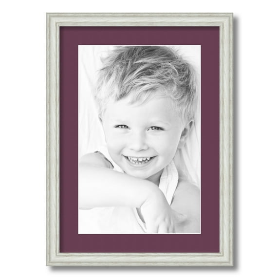 ArtToFrames 15x21" Matted Picture Frame with 11x17" Single Mat Photo Opening Framed in 1.25" Off White Wash on Ash and 2" Ruby Mat (FWM-4098-15x21)