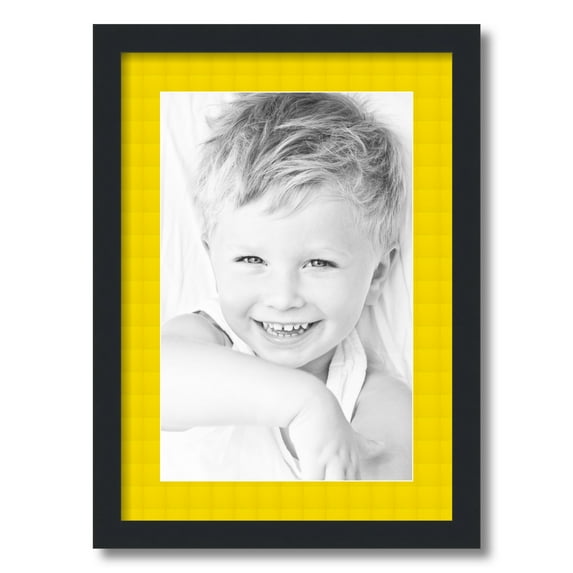 ArtToFrames 15x21" Matted Picture Frame with 11x17" Single Mat Photo Opening Framed in 1.25" Satin Black and 2" Canary Mat (FWM-3926-15x21)