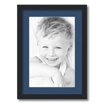 ArtToFrames 15x21 Matted Picture Frame with 11x17 Single Mat Photo Opening Framed in 1.25 Satin Black and 2 Delft Blue Mat (FWM-3926-15x21)