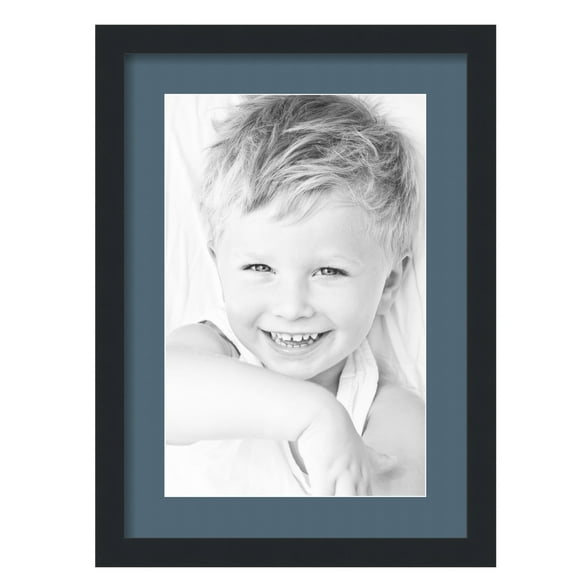 ArtToFrames 15x21" Matted Picture Frame with 11x17" Single Mat Photo Opening Framed in 1.25" Satin Black and 2" Dutch Blue Mat (FWM-3926-15x21)