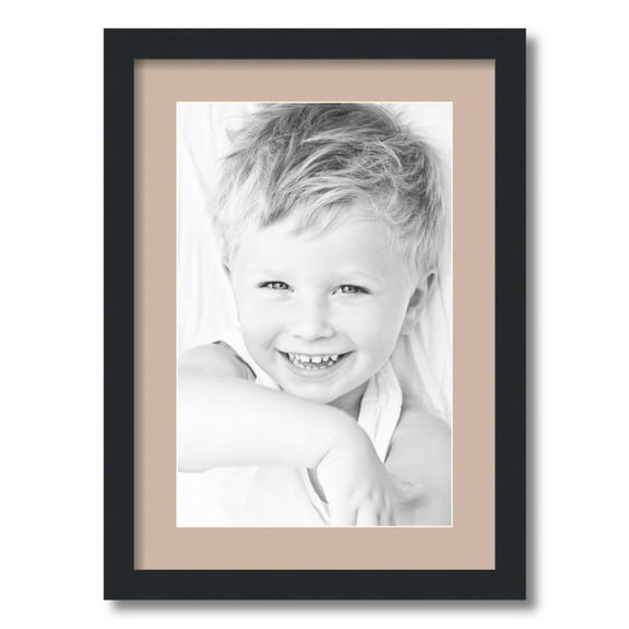 ArtToFrames 15x21 Matted Picture Frame with 11x17 Single Mat Photo Opening Framed in 1.25 Satin Black and 2 Grey Beige Mat (FWM-3926-15x21)