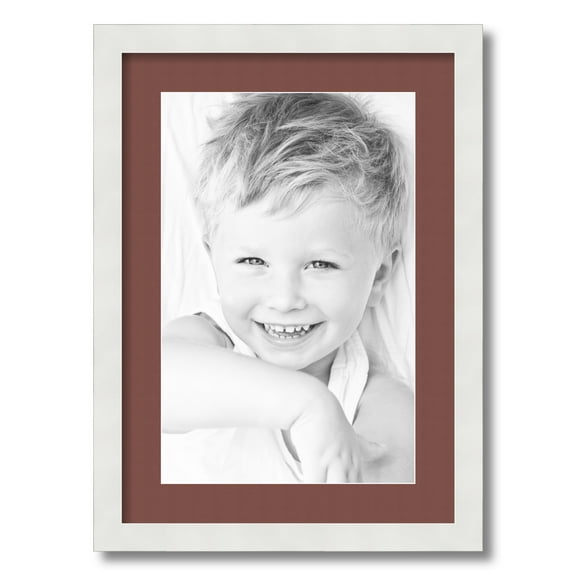 ArtToFrames 15x21" Matted Picture Frame with 11x17" Single Mat Photo Opening Framed in 1.25" Satin White Frame and 2" Brique Mat (FWM-3966-15x21)