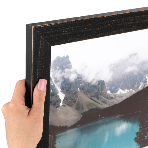 ArtToFrames 15x24 inch Distressed Black Picture Frame, Black Wood Poster Frame (4592)