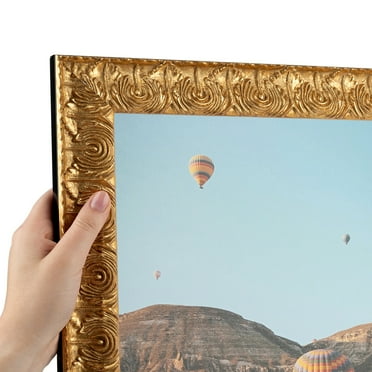 ArtToFrames 16" x 16" 1.75" wide - Gold and Black Picture Frame, 16x16 inch Gold Wood Poster Frame (WOM-4902), 4 Pack