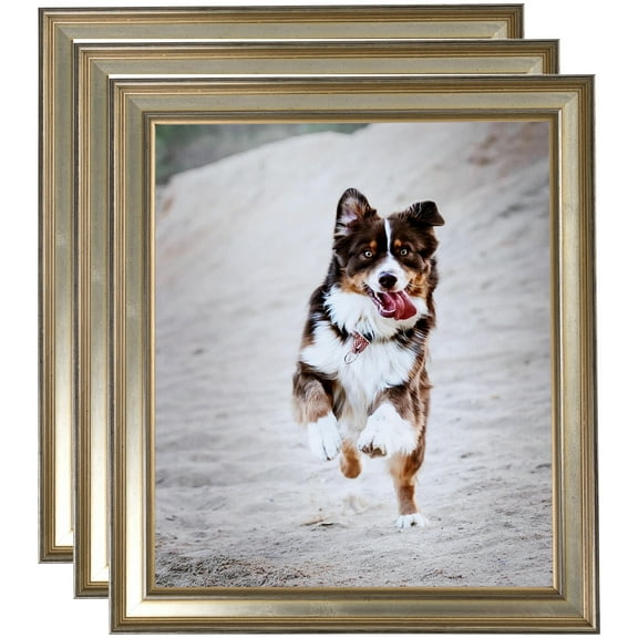 ArtToFrames 16" x 16" Antique Silver Panel Picture Frame, 16x16 inch Silver Wood Poster Frame (WOM-4760), 3 Pack