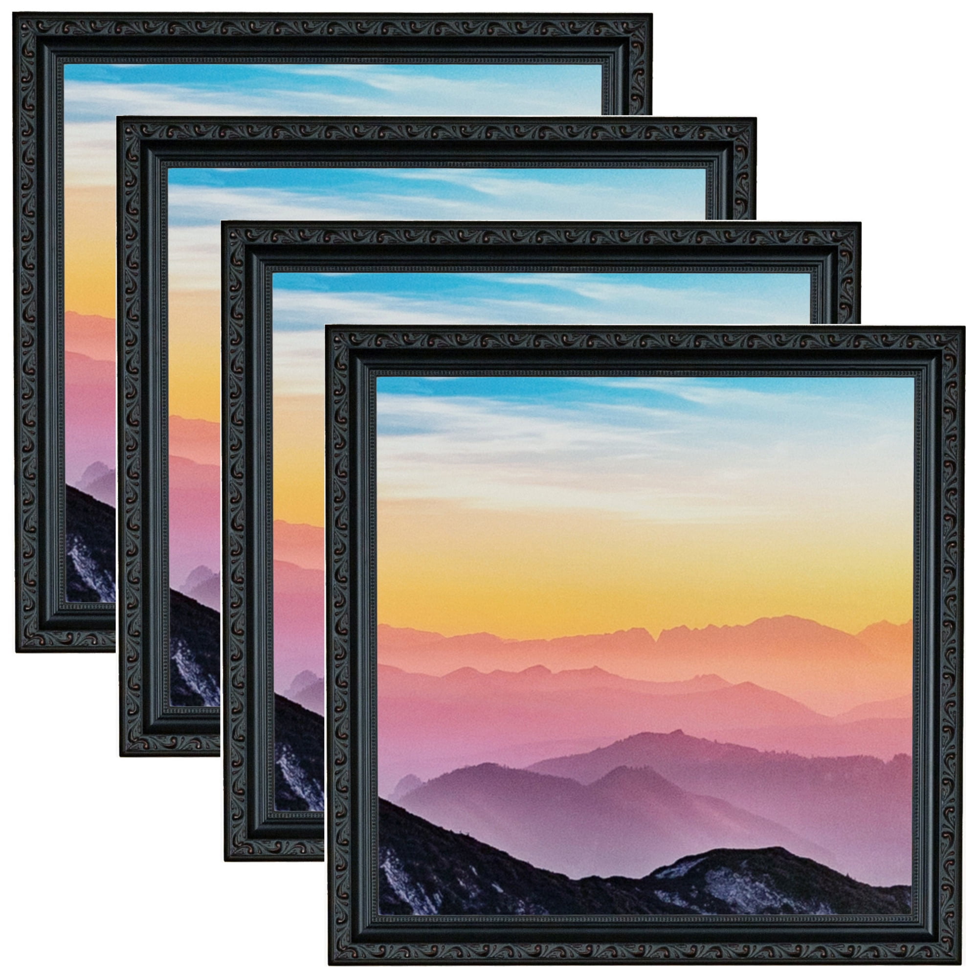 ArtToFrames 16" x 16" Black with Beads Picture Frame, 16x16 inch Black ...