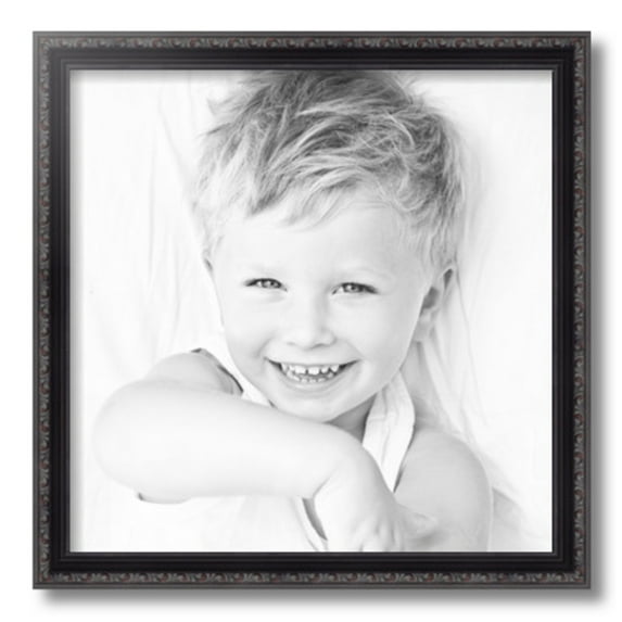 ArtToFrames 16" x 16" Black with Beads Picture Frame, 16x16 inch Black Wood Poster Frame (WOM-4625)