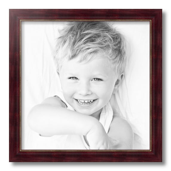 ArtToFrames 16" x 16" Cherry Stain with Gold Beads Picture Frame, 16x16 inch Red Wood Poster Frame (WOM-4140)