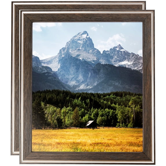 ArtToFrames 16" x 16" Contrast Grey Picture Frame, 16x16 inch Gray Wood Poster Frame (WOM-4930), 2 Pack