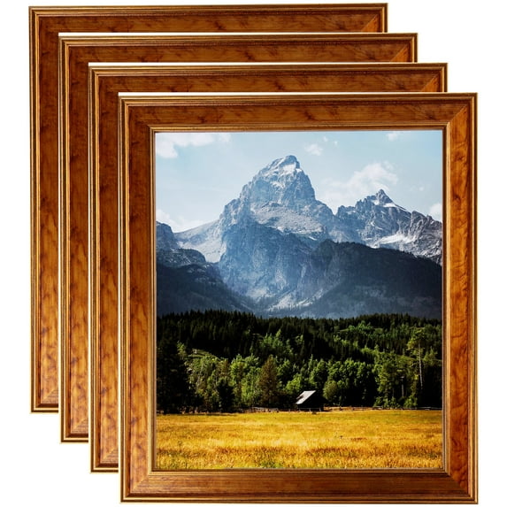 ArtToFrames 16" x 16" Gold Panel Picture Frame, 16x16 inch Multi Wood Poster Frame (WOM-5091), 4 Pack