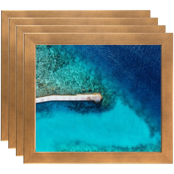 ArtToFrames 16" x 16" Muted Gold Glow Picture Frame, 16x16 inch Gold MDF Poster Frame (WOM-4670), 4 Pack