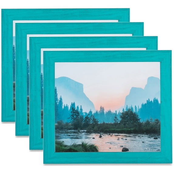 ArtToFrames 16" x 16" Turquoise Picture Frame, 16x16 inch Blue Wood Poster Frame (WOM-4588), 4 Pack