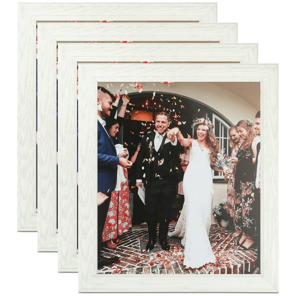 ArtToFrames 16" x 16" White Picture Frame, 16x16 inch White Wood Poster Frame (WOM-4098), 4 Pack