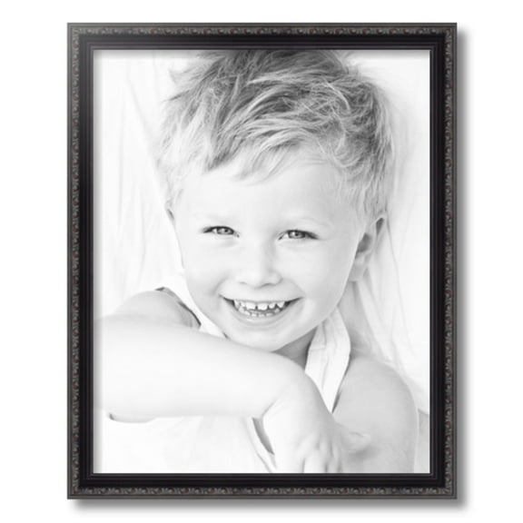 ArtToFrames 16" x 20" Black with Beads Picture Frame, 16x20 inch Black Wood Poster Frame (WOM-4625)