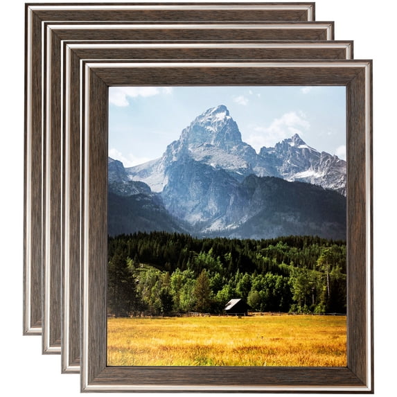 ArtToFrames 16" x 20" Contrast Grey Picture Frame, 16x20 inch Gray Wood Poster Frame (WOM-4930), 4 Pack