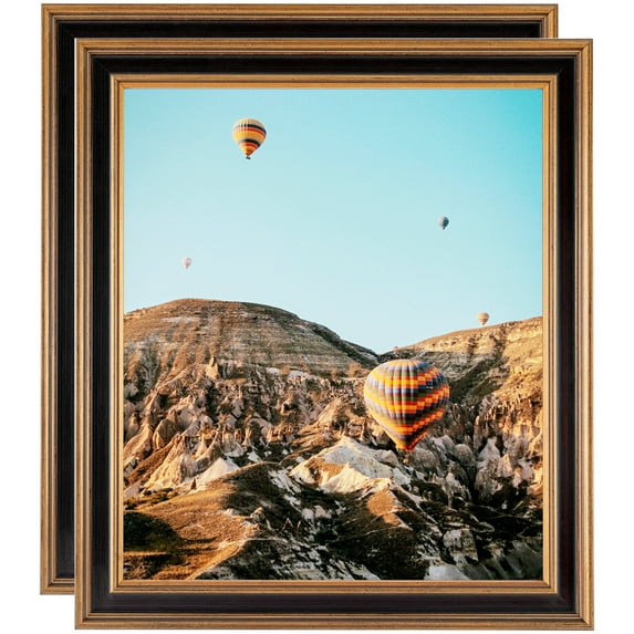 ArtToFrames 16" x 20" Gold with Burgundy Panel Picture Frame, 16x20 inch Gold Wood Poster Frame (WOM-4758), 2 Pack