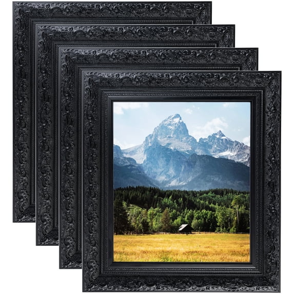 ArtToFrames 16" x 20" Majestic Black Picture Frame, 16x20 inch Black Wood Poster Frame (WOM-5120), 4 Pack