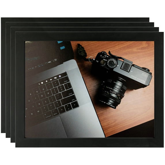 ArtToFrames 16" x 20" Satin Black Tall Picture Frame, 16x20 inch Black Wood Poster Frame (WOM-1852), 4 Pack
