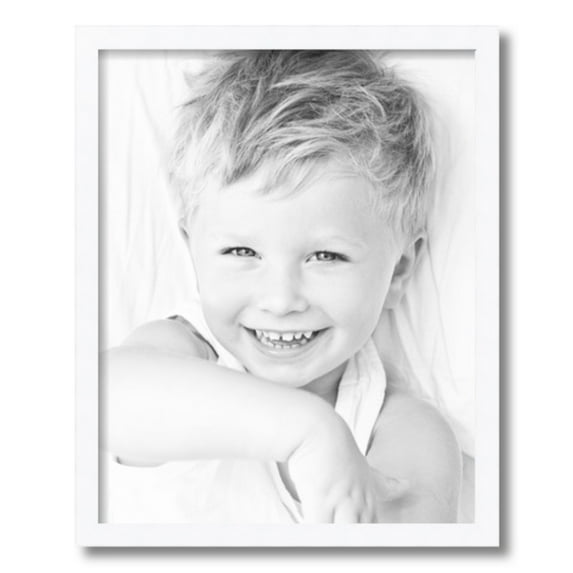 ArtToFrames 16" x 20" Satin White Picture Frame, 16x20 inch White Wood Poster Frame (WOM-4655)