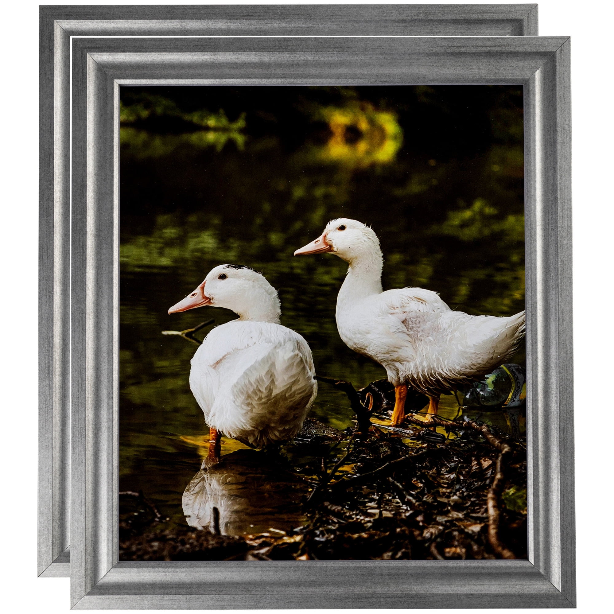 ArtToFrames 16" x 24" Muted Cold Silver Picture Frame, 16x24 inch Silver MDF Poster Frame (WOM-4682), 2 Pack