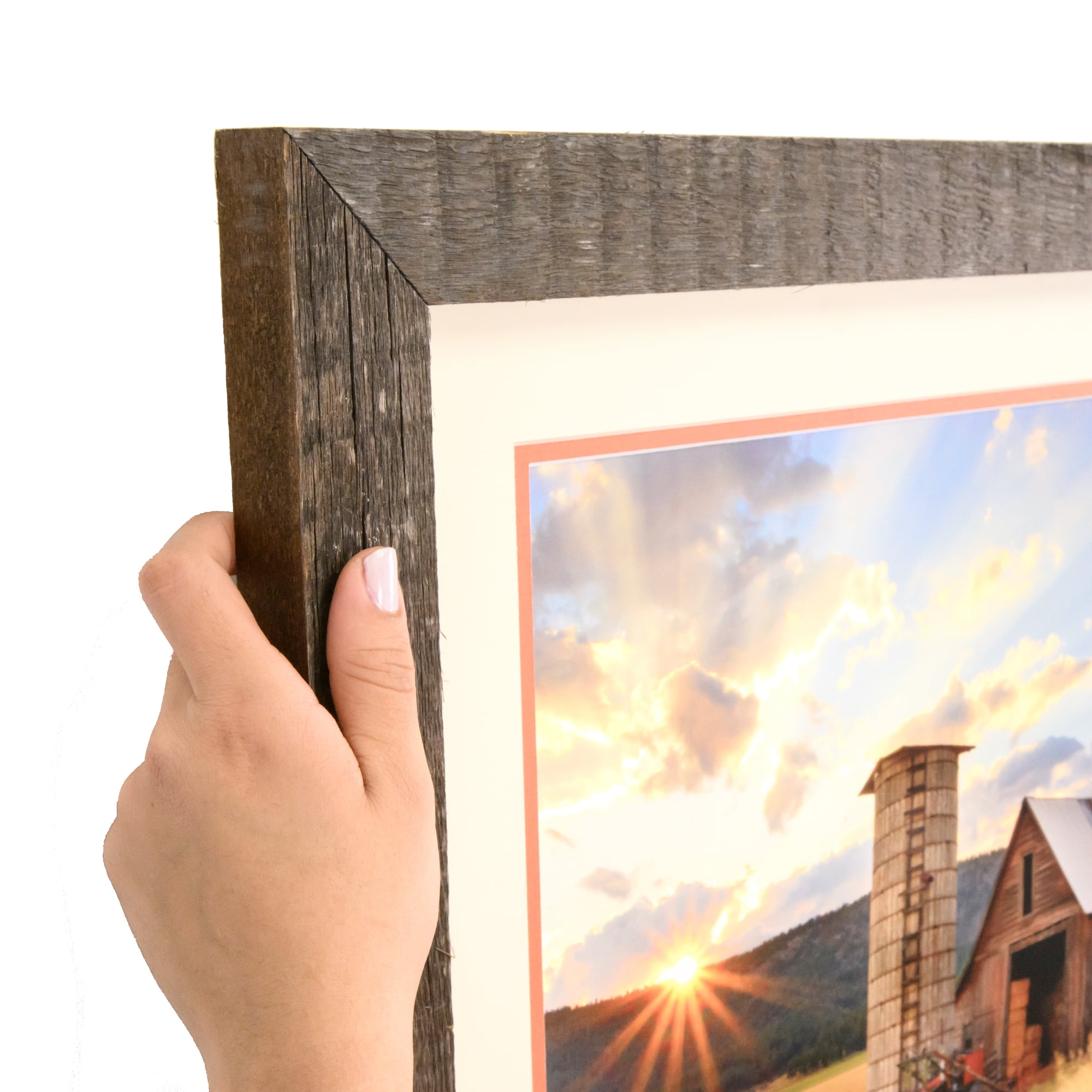 ArtToFrames 16" x 24" Real Reclaimed Light Brown Barnwood Picture Frame