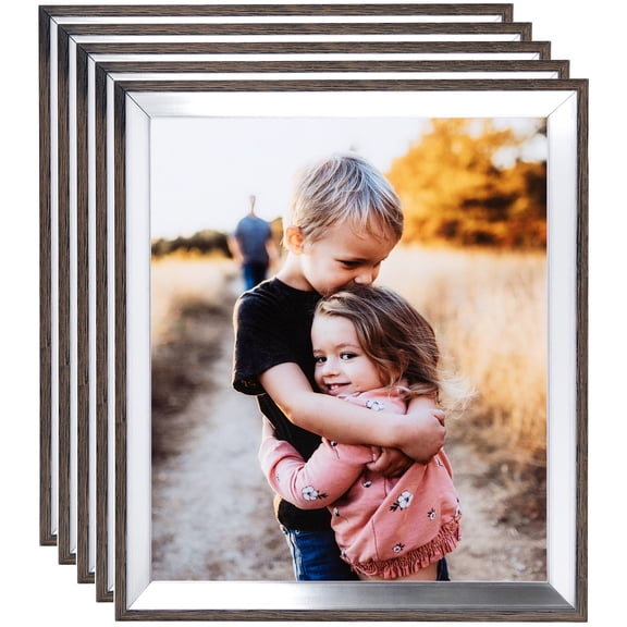 ArtToFrames 16" x 24" Silver with Stained Grey Picture Frame, 16x24 inch Silver Wood Poster Frame (WOM-4767), 5 Pack