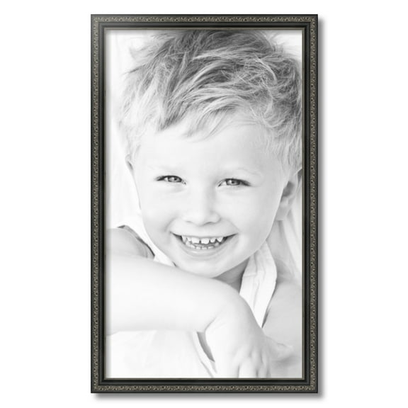 ArtToFrames 16" x 28" Antique Black Picture Frame, 16x28 inch Black Wood Poster Frame (WOM-5106)