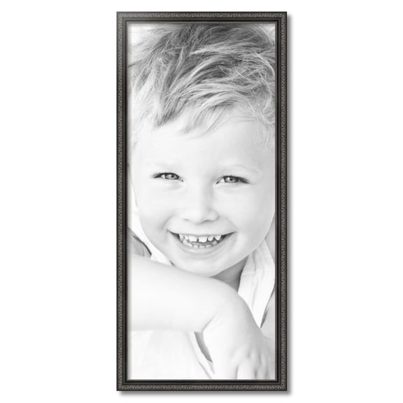 ArtToFrames 16" x 38" Antique Black Picture Frame, 16x38 inch Black Wood Poster Frame (WOM-5106)