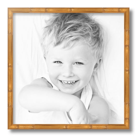 ArtToFrames 16x16 Inch Gold Bamboo Picture Frame, This Multi Wood Poster Frame is Great for Your Art or Photos, Comes with Regular Glass (4875)