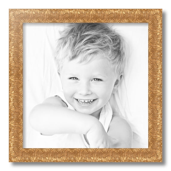ArtToFrames 16x16 Inch Gold and Black Picture Frame, This Gold Wood Poster Frame is Great for Your Art or Photos, Comes with Regular Glass (4902)
