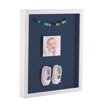 ArtToFrames 16x16 Inch Shadow Box Picture Frame, with a Satin White 1 Wide Shadowbox frame and Midnight Blue Mat Backing (4655)