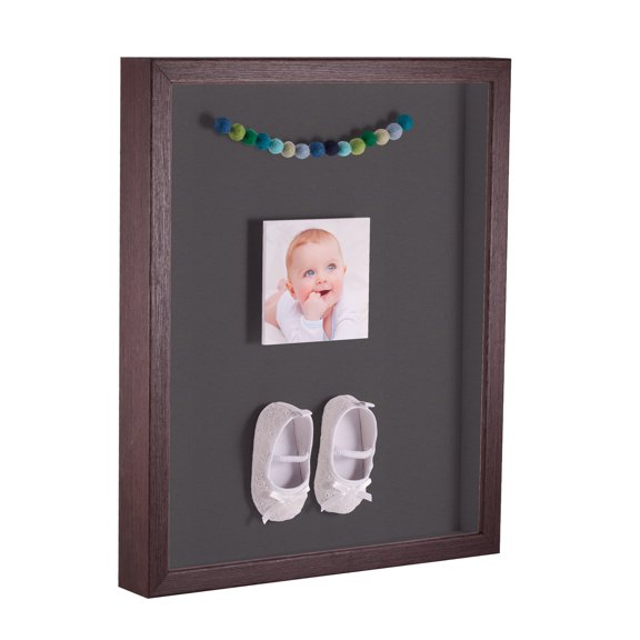 ArtToFrames 16x16 Inch Shadow Box Picture Frame, with a Verlinga Brown 1 Wide Shadowbox frame and Charcoal Mat Backing (4656)