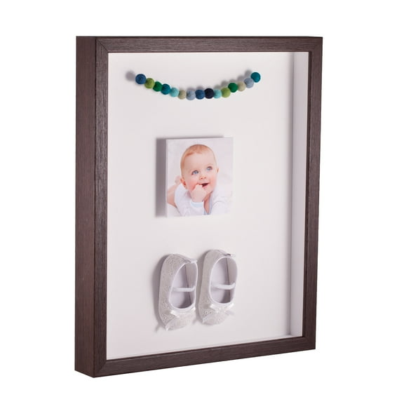ArtToFrames 16x16 Inch Shadow Box Picture Frame, with a Verlinga Brown 1 Wide Shadowbox frame and Fabric White Mat Backing (4656)