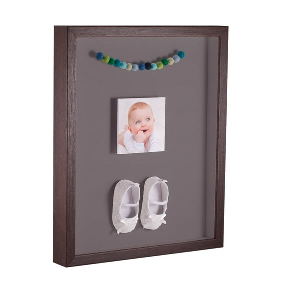 ArtToFrames 16x16 Inch Shadow Box Picture Frame, with a Verlinga Brown 1 Wide Shadowbox frame and Pewter Mat Backing (4656)