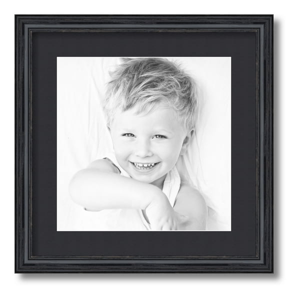 ArtToFrames 16x16" Matted Picture Frame with 12x12" Single Mat Photo Opening Framed in 1.25" Black Stain on Solid Red Oak and 2" Black Mat (FWM-4083-16x16)