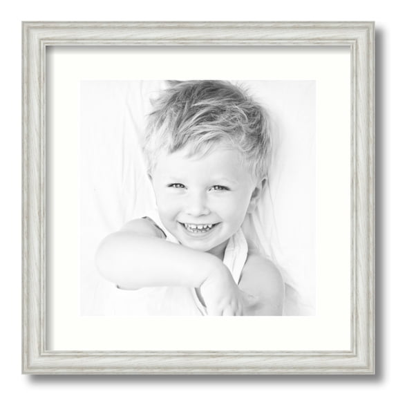 ArtToFrames 16x16 Matted Picture Frame with 12x12 Single Mat Photo Opening Framed in 1.25 Off White Wash on Ash and 2 Light Cream Mat (FWM-4098-16x16)