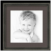 ArtToFrames 16x16" Matted Picture Frame with 12x12" Single Mat Photo Opening Framed in 1.25" Antique Black and 2" Chestnut Mat (FWM-5106-16x16)