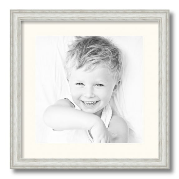 ArtToFrames 16x16" Matted Picture Frame with 12x12" Single Mat Photo Opening Framed in 1.25" Off White Wash on Ash and 2" Chantilly Mat (FWM-4098-16x16)