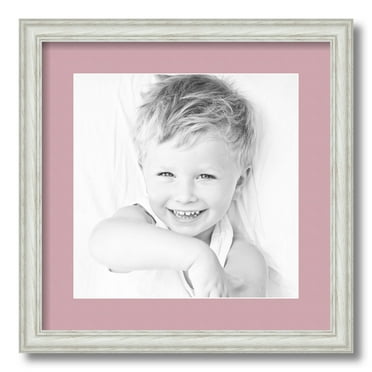 ArtToFrames 16x16" Matted Picture Frame with 12x12" Single Mat Photo Opening Framed in 1.25" Off White Wash on Ash and 2" Seashell Mat (FWM-4098-16x16)