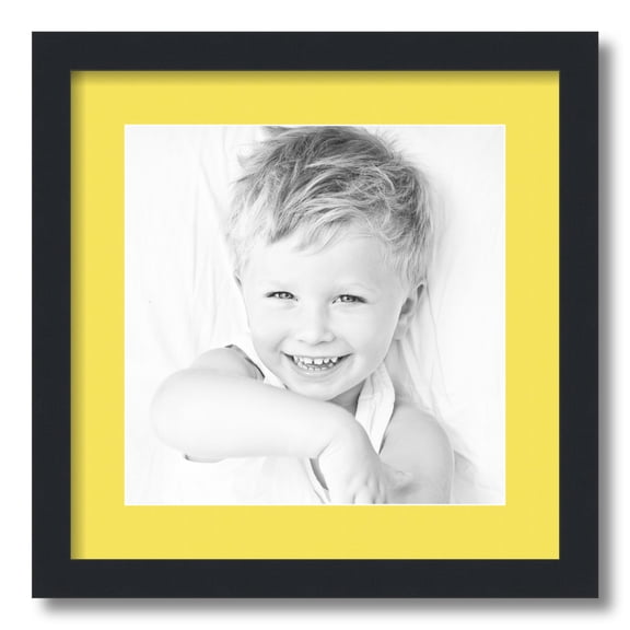 ArtToFrames 16x16" Matted Picture Frame with 12x12" Single Mat Photo Opening Framed in 1.25" Satin Black and 2" Canary Mat (FWM-3926-16x16)