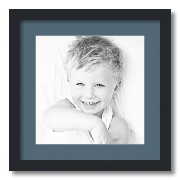 ArtToFrames 16x16" Matted Picture Frame with 12x12" Single Mat Photo Opening Framed in 1.25" Satin Black and 2" Dutch Blue Mat (FWM-3926-16x16)