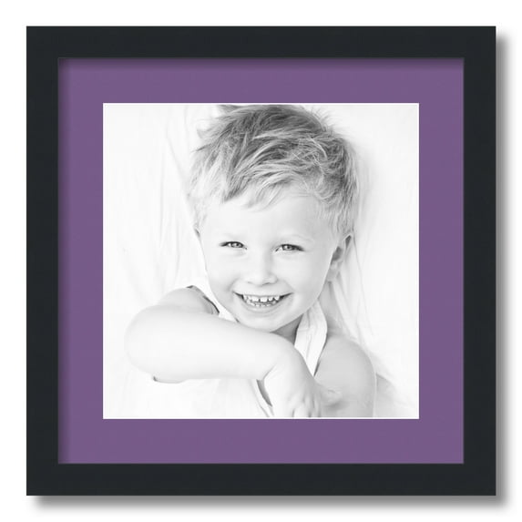 ArtToFrames 16x16" Matted Picture Frame with 12x12" Single Mat Photo Opening Framed in 1.25" Satin Black and 2" Grape Mat (FWM-3926-16x16)