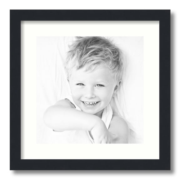 ArtToFrames 16x16 Matted Picture Frame with 12x12 Single Mat Photo Opening Framed in 1.25 Satin Black and 2 Light Cream Mat (FWM-3926-16x16)